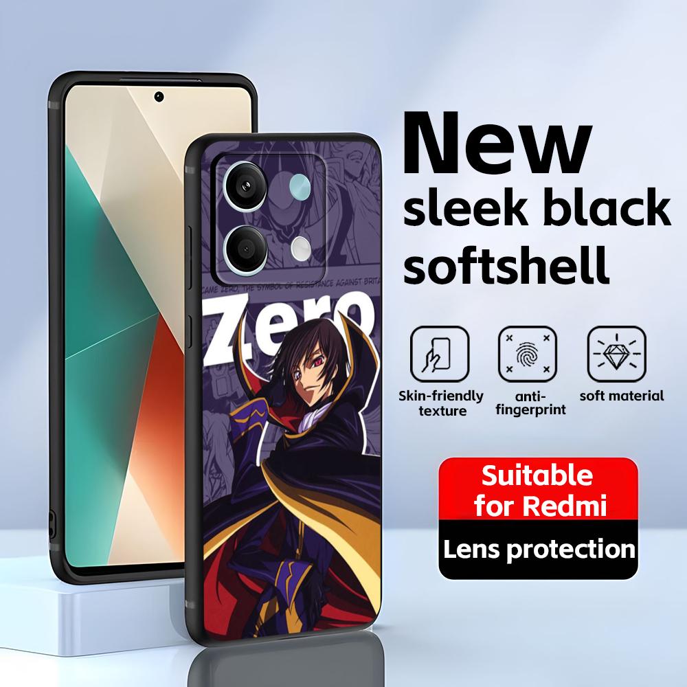 Cool Code Geass Anime  Phone Case For Redmi Note 14 13 12 11 Pro Plus S 5G 14C A3 Soft Black Phone Cover