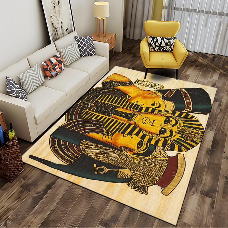 Ancient Egyptian Pharaoh Artwork Rug Non-slip rug suitable for living room and bedroom sofas.