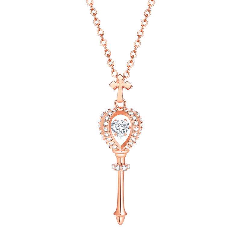 Collier Sceptre Cœur en Argent Sterling Star City - Pendentif de Luxe Léger pour Femme avec Détails Micro-Sertis sur Chaîne Claviculaire