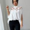 European American Style Shirt Summer New Commuting Loose Mesh Off-shoulder for Women