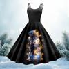 Women's Christmas Print Casual Fashion Round Neck Mid-Length Dress