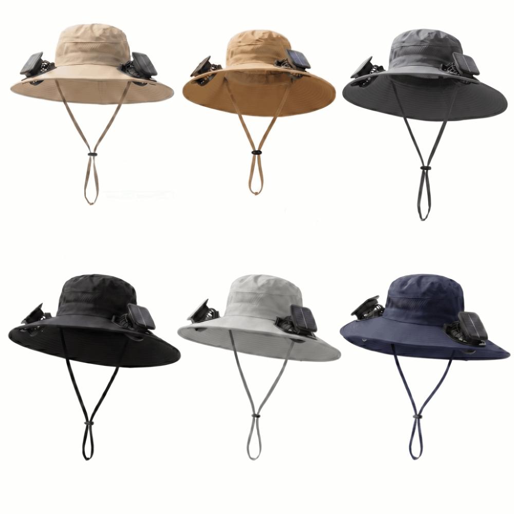 UPF50 Solar Fan Hat Anti-UV Fan Wide Brim Hat Dual Power Fan Fisherman Hat Fishing