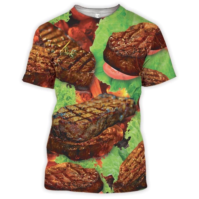 

Grill Party Graphic Barbecue Pork T-Shirt Men Picnic BBQ T-Shirt Grilling Hamburger Fashion Fun T-shirt 6XL