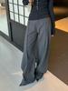Lu Sheng Unisex Retro Wide-Leg Pleated Suit Pants - Stylish, Casual & Comfortably Draped Design