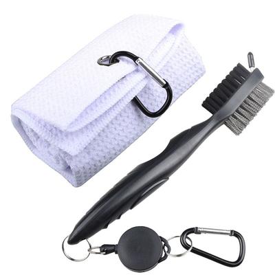 Golf Dubbelzijdige Schoonmaakborstel Golf Schoonmaakset Head Groove Cleaner Set Golf Handdoek en Borstel