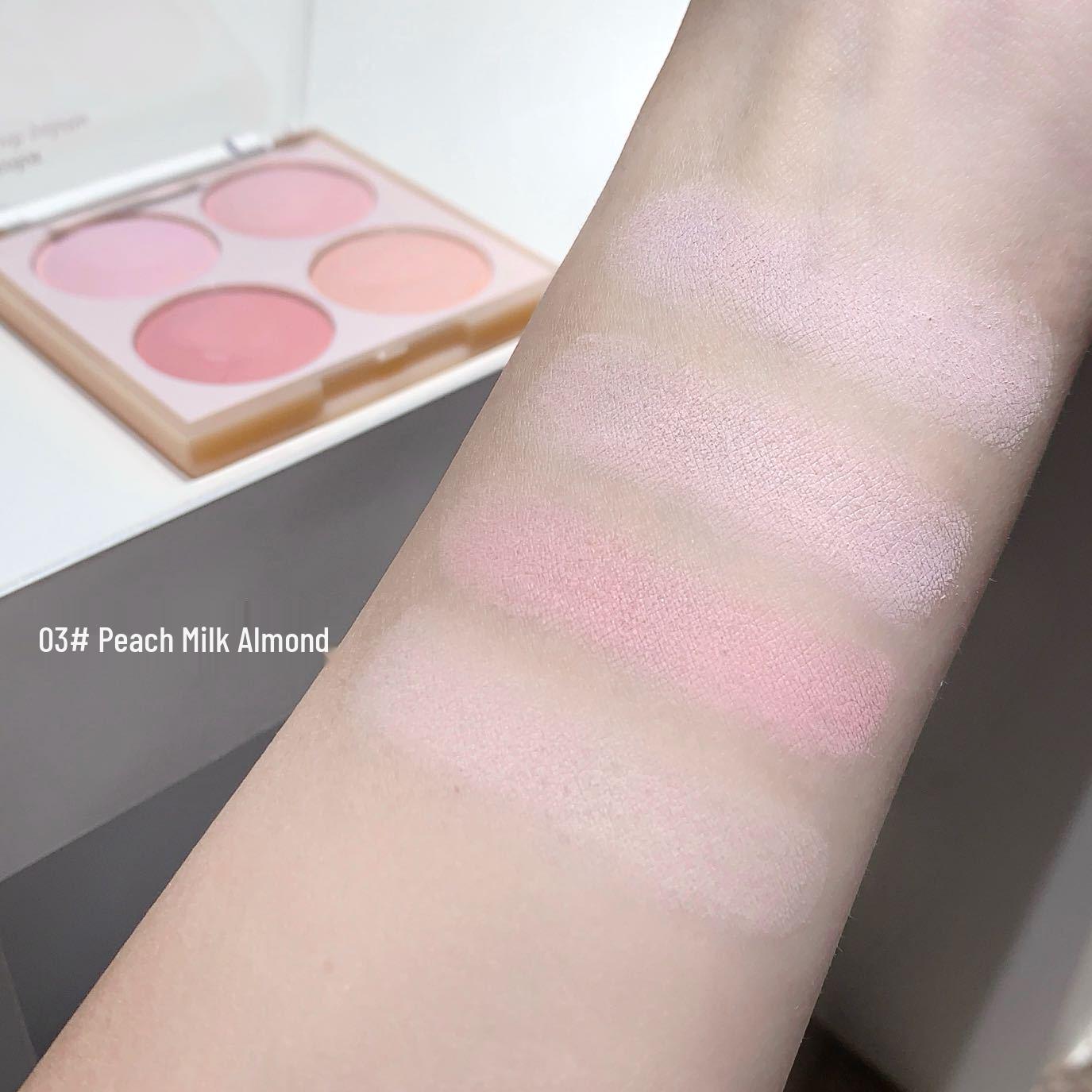 KEKEMOOD Vitality Matte Korean Blush Palette - Four Natural Low-Saturation Colors for Brightening