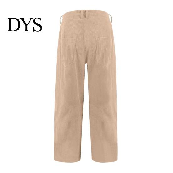 Pantaloni a coste a vita media a gamba larga da donna Vita elasticizzata Chiusura con bottone e zip Gamba larga Pantaloni casual con tasche Colore unito Pantaloni a barile