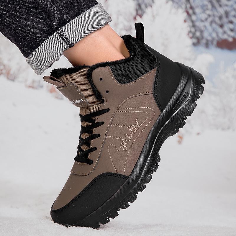 Men's Winter High-Top Thick-Soled Snow Boots - Large Size Casual Plus Velvet Warm Cotton Shoes