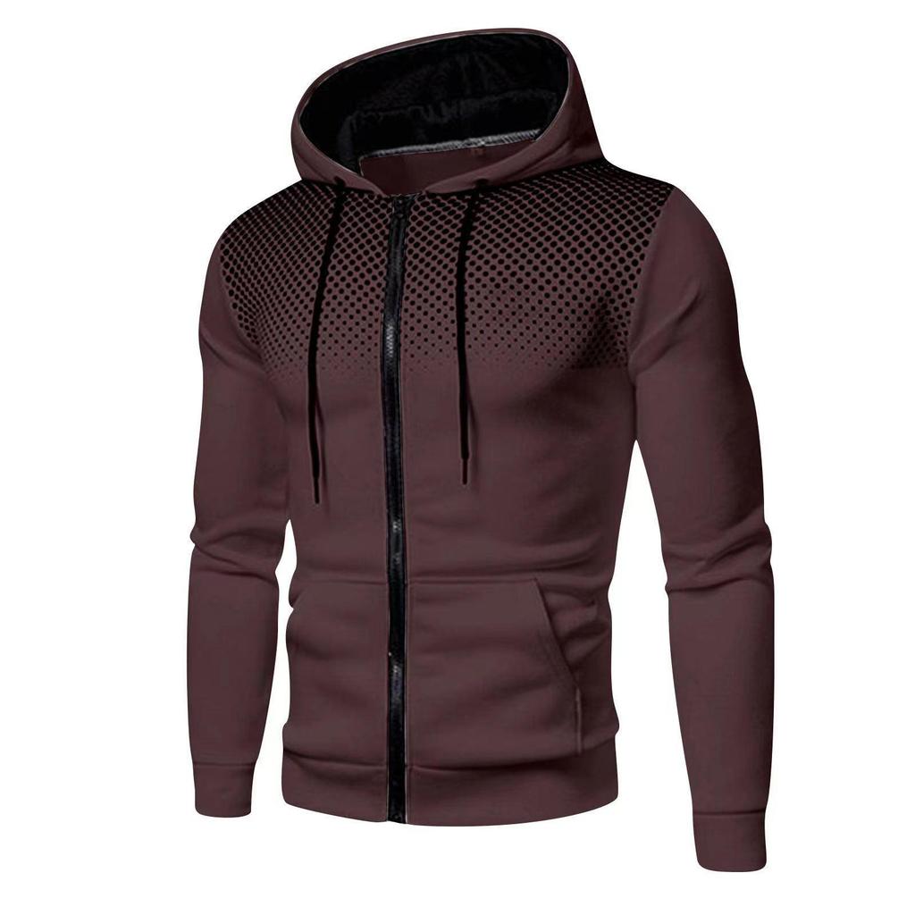 Men's Trendy Fashion Print Hoodie - Spring/Autumn Zip-Up, Customizable Logo, Sports & Fitness Style (2022 Edition)