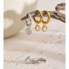 Yhpup Stainless Steel Zirconia Round Drop Hoop Earrings Prevent Allergy Metal Popular Aesthetic Daily Wear Jewelry