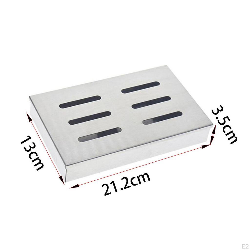 Stainless Steel Wood Chip Smoker Box with Small Brush Add Smokey, Grilling Accessories for Outdoor