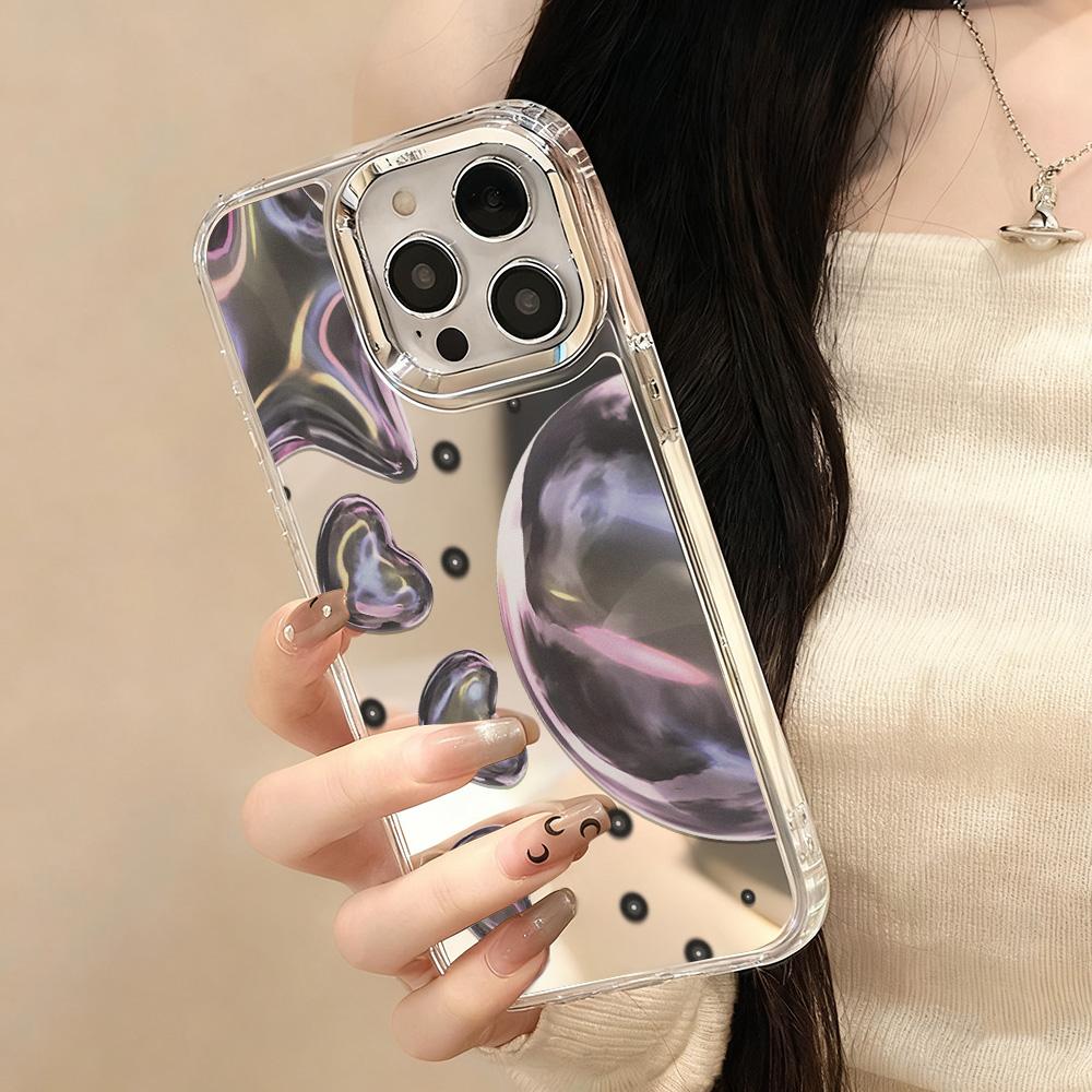Love Makeup Mirror Phone Case For iPhone 17 Case iPhone 16 Pro Max 11 15 14 13 12 17 Pro Max 16e 17E Plus Air Silicone Cover