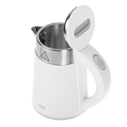 Adler | Kettle | AD 1372 | Electric | 800 W | 0.6 L | Plastic/Stainless Steel | 360° Rotational Base | White