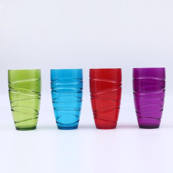 4Pcs Plastic Tumblers Set Reusable Tumbler Glasses with Swirl Design Stackable Water Cups for Garden Picnics Camping BBQs Parties