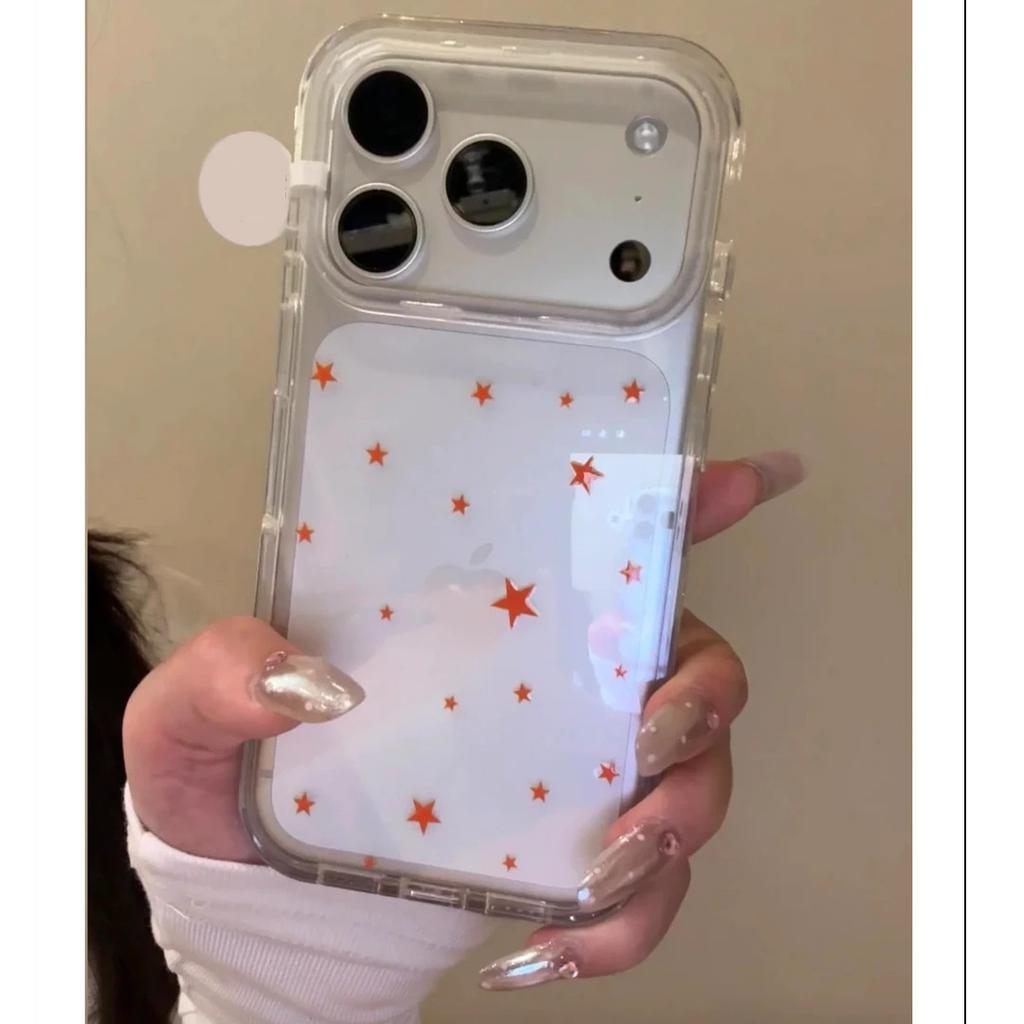 ins Korean orange little star, suitable for Apple 17Promax mobile phone case IP16 transparent 15 space case 14pro.