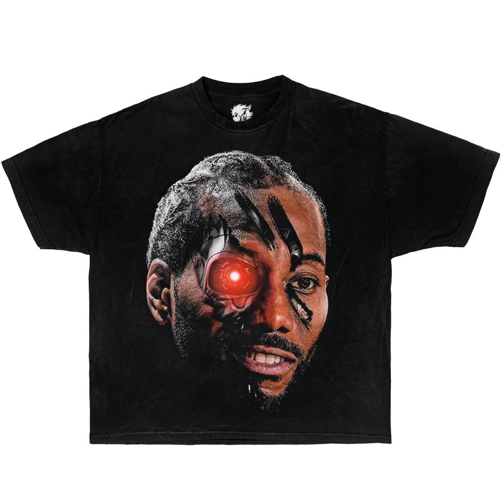 KAWHI LEONARD ROBOT Camiseta Cuadrada Vintage Camisetas de Baloncesto Oversize Streetwear Y2K
