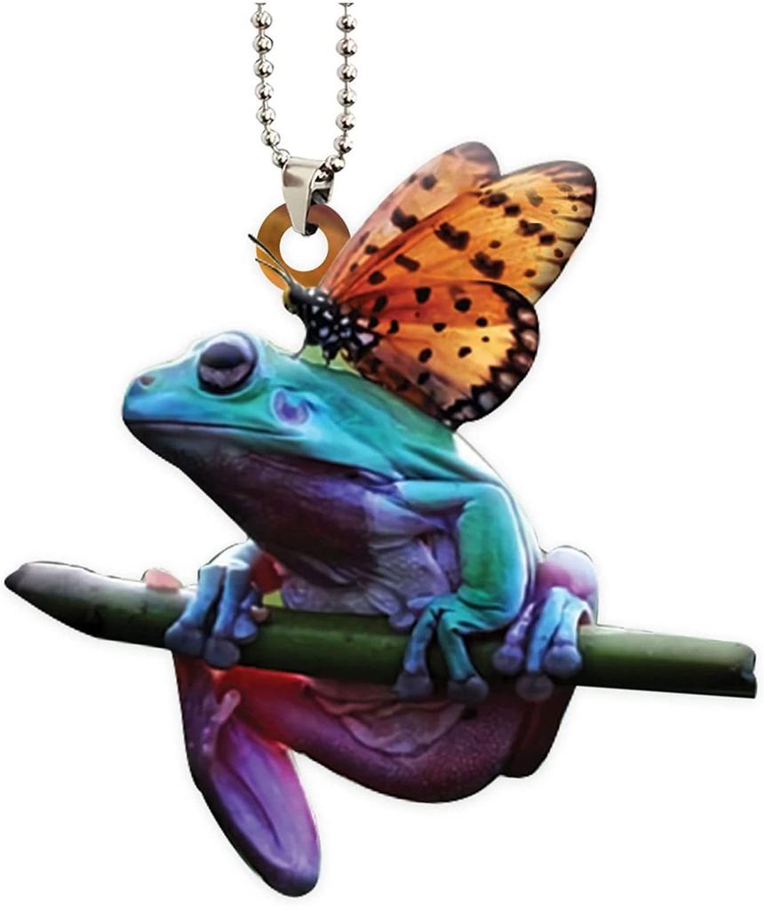 New Exciting Green Frog Car Charm Adorable Acrylic Keychain Home Decor Accessory