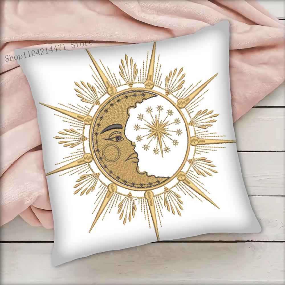

1 шт. Чехол на подушку с картой Таро Бог Солнце Лицо Луна Квадратный для спальни дивана для отдыха Комфортная подушка Автомобиль Гостиная Украшение дома 16x16Inch
