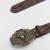 Embossed Pattern Wasitband Adjustable Belt For Daily Use And Outdoor Activity with Metal Bull Head Buckles for Men Women