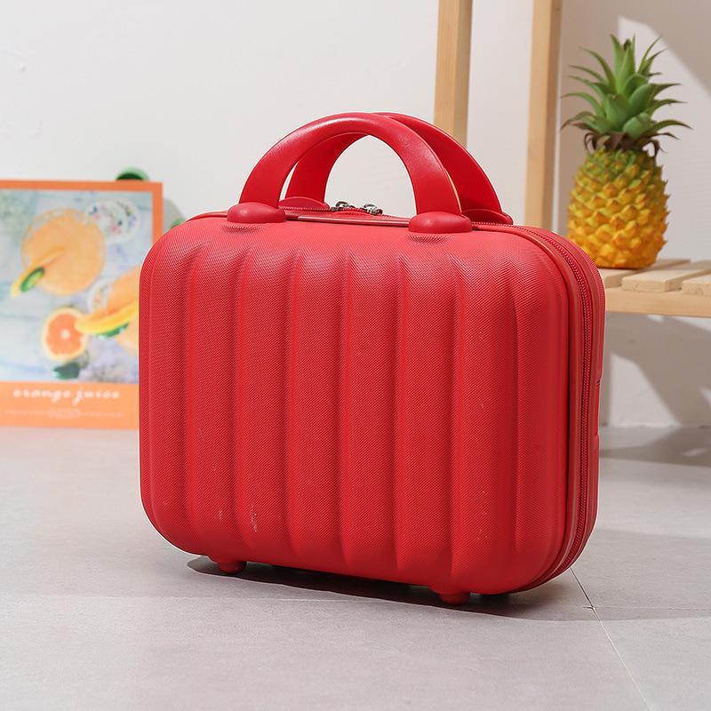 14" Red Bridal Cosmetic Suitcase - Portable Wedding Dowry Bag for Women