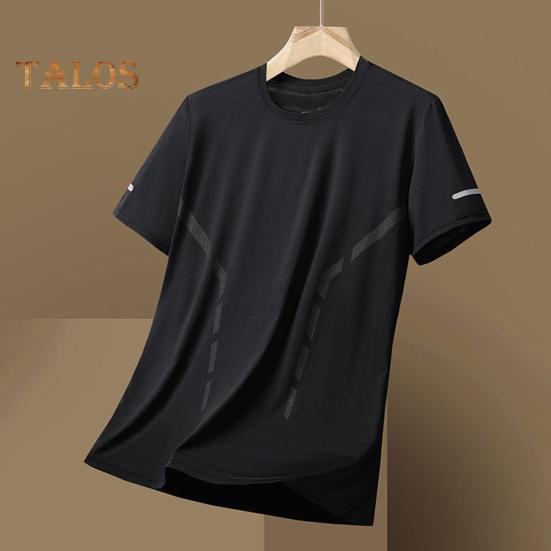 Sommer T-skjorte for menn Is Silke Rundhals Løs Pure Color Kortermet Pullover Uformell Daglig slitasje Sport Fitness Topp