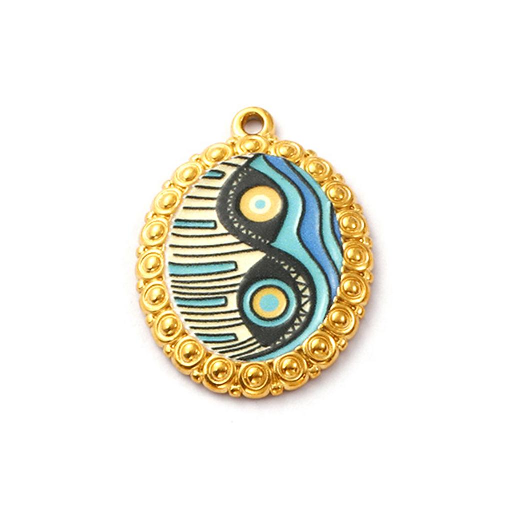 2 PCs 304 Stainless Steel Religious Charms 18K Gold Plated Enamel Evil Eye Pendants For DIY Necklace Jewelry Making Findings