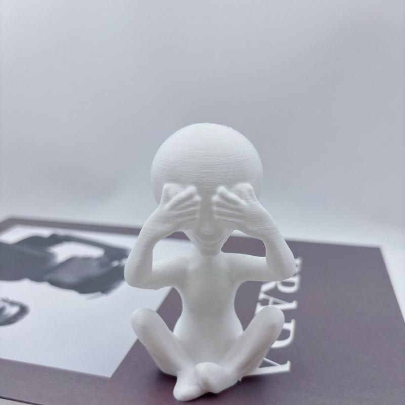 3D Printed Alien Ornaments, Do Not Listen, Do Not Look, Do Not Speak, Whimsical Alien Statues, Fantasy Space Room Decorations