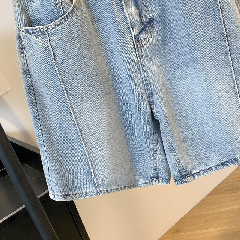 DIMANAF 2025 Neue Sommer Kurze Jeanshosen Damen Knöpfe Locker Lässig Denim Harems Hosen Big Blue Pants