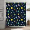 Space-Themed Shower Curtain Set With Astronaut Pattern For Home Decor In Navy Blue 180X240Cm Waterproof Fabric