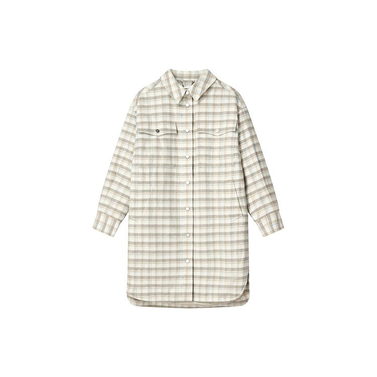 FILA Fashion Printed Warm Casual Cotton Shirt Women topwear Chestnut Cream F11W247905F-IV L