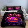 Halloween Pumpkin Decoration Set Soft Skin-Friendly Bedding Set Includes 1 Duvet Cover And 2 Pillowcase Gift
