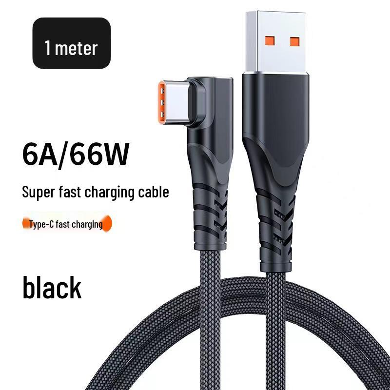 Type-C Elbow 6A Fast Charging Cable for Mobile Gaming and Super Fast Charging