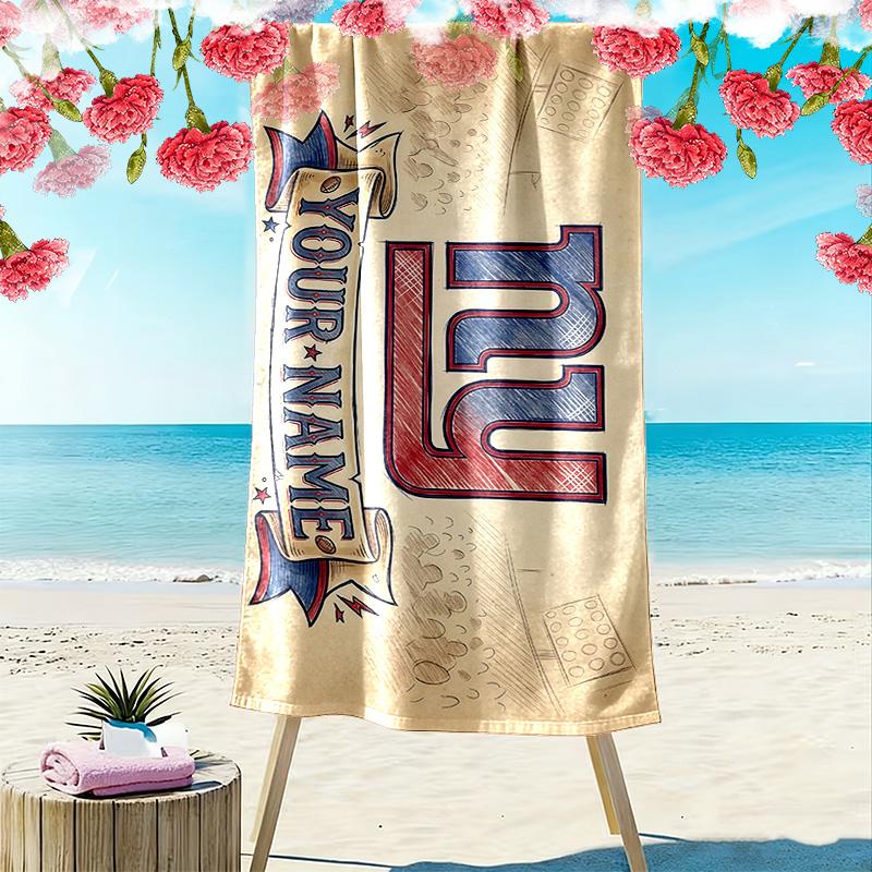 New York Giants Print Beach Towel, Large Soft Quick Dry Towel for Beach Camping Swimming