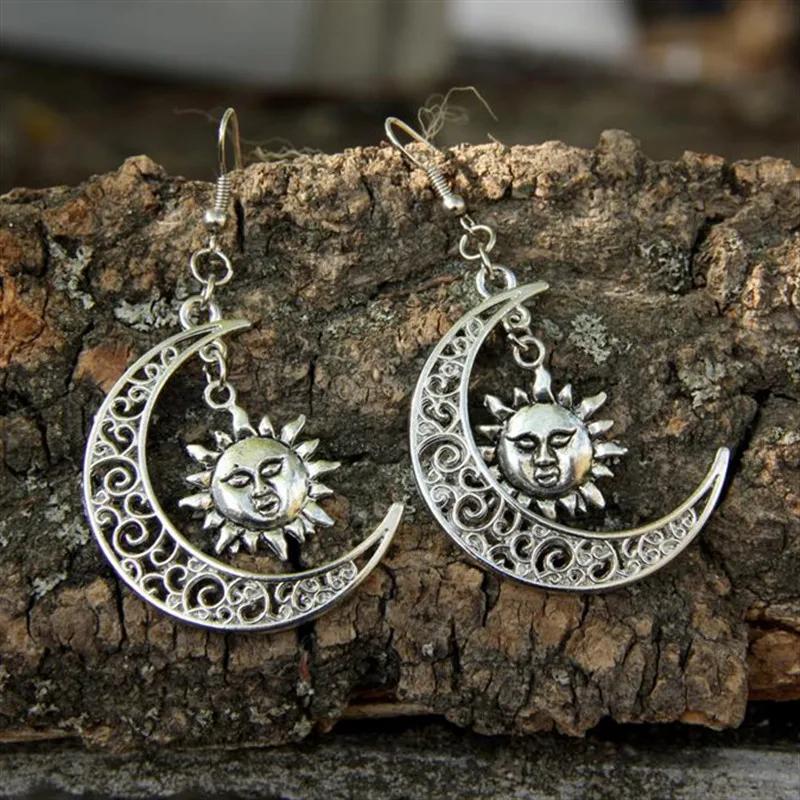 New Silver Color Sun And Moon Necklaces Chain Pair Of Celestial Best Friends Gift For Friend Long Necklaces Pendants Men Women