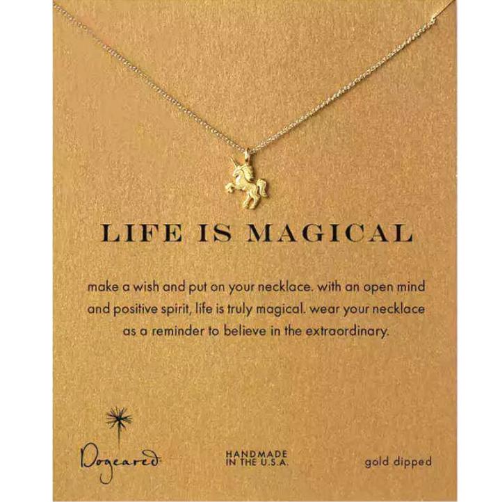 Fashion Life Is Magical Unicorn Horse Pendant Necklace Women Statement Necklace Chains