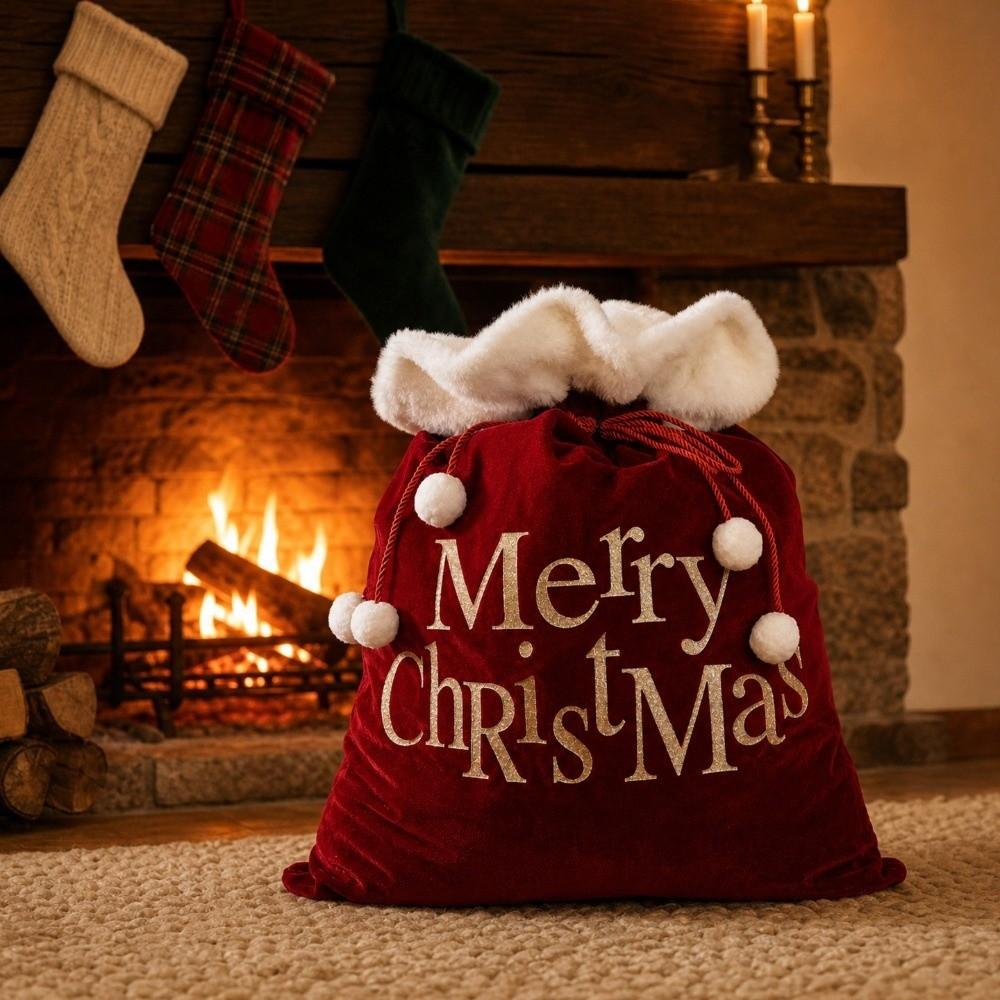 Golden Accents Santa Claus Gift Bag 50x70cm Large Size Large Gift Bag  Christmas Party Favors