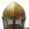 Medieval Norman Viking Brown Amour Iron and Brass Gjermundbu Chainmail Wearable Helmet with Wooden Stand