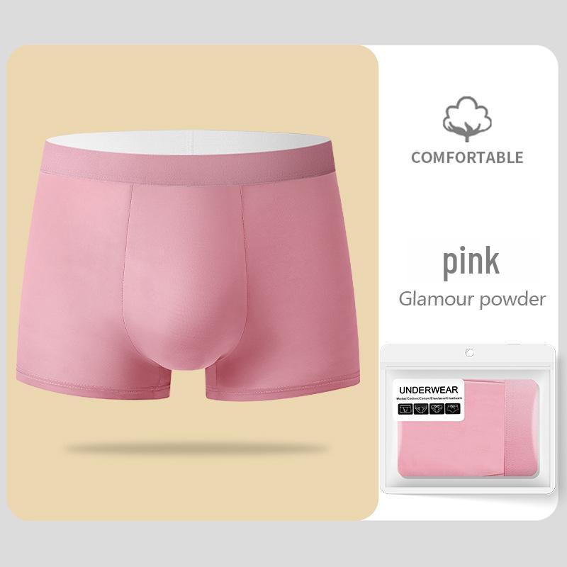 Men's Summer Breathable Ice Silk Boxer Briefs - Thin, Skin-Friendly, Solid Color, Mid-Waist.