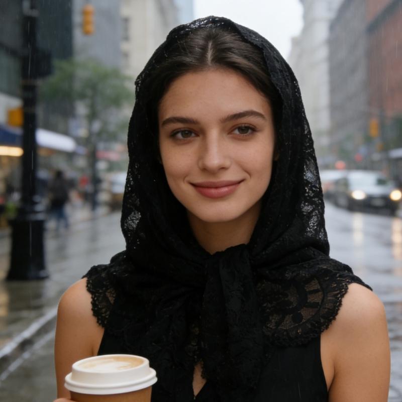 Floral Lace Edge Scarf Comfortable Head Cover Strong Polyester Material For Spiritual Moment Or Travel