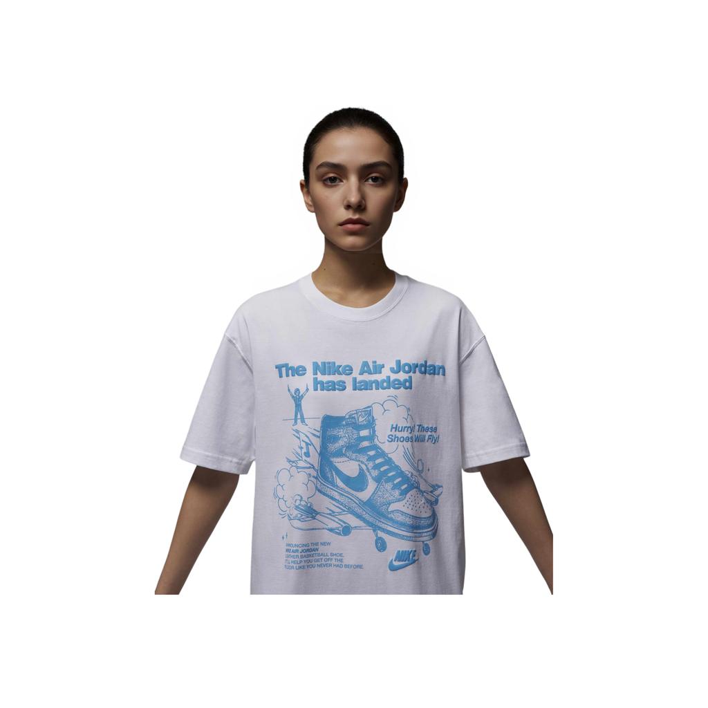 Jordan Oversized Vintage Logo Loose Short Sleeve T-Shirt Women Tops White HJ0137100