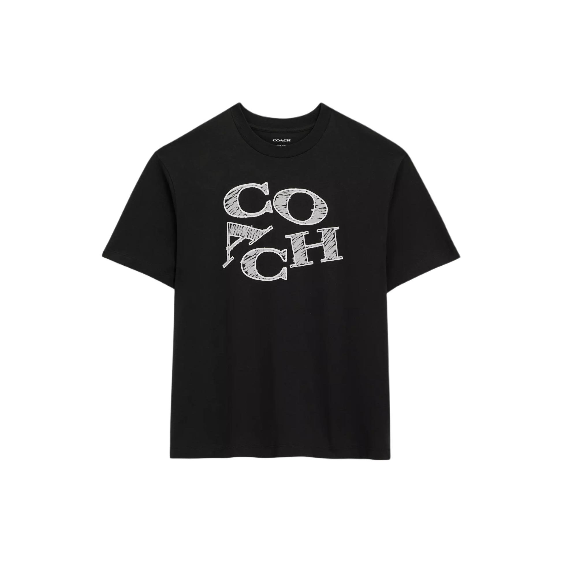 Coach Футболка мужская с круглым вырезом и коротким рукавом с принтом логотипа-буквы черная CM822-BLK L 14840₽