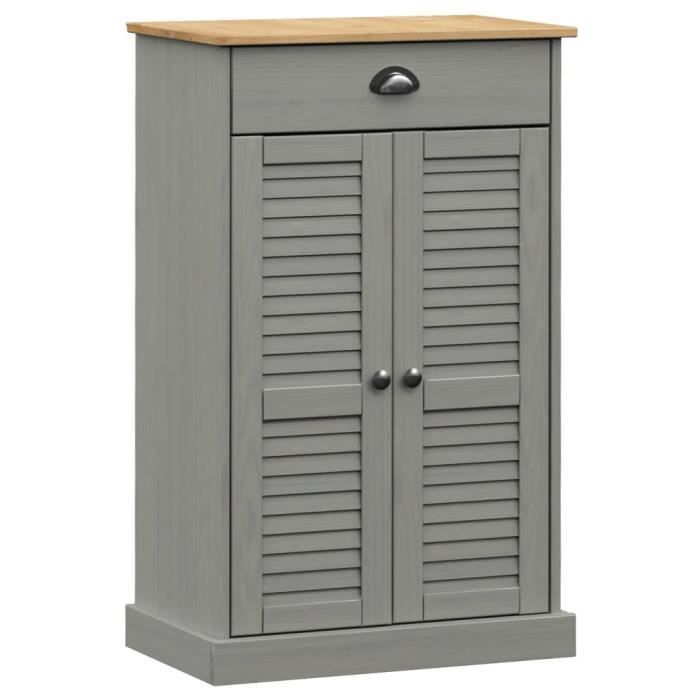 VidaXL Shoe Cabinet VIGO Grey 60x35x96 Cm Solid Pine Wood 353168