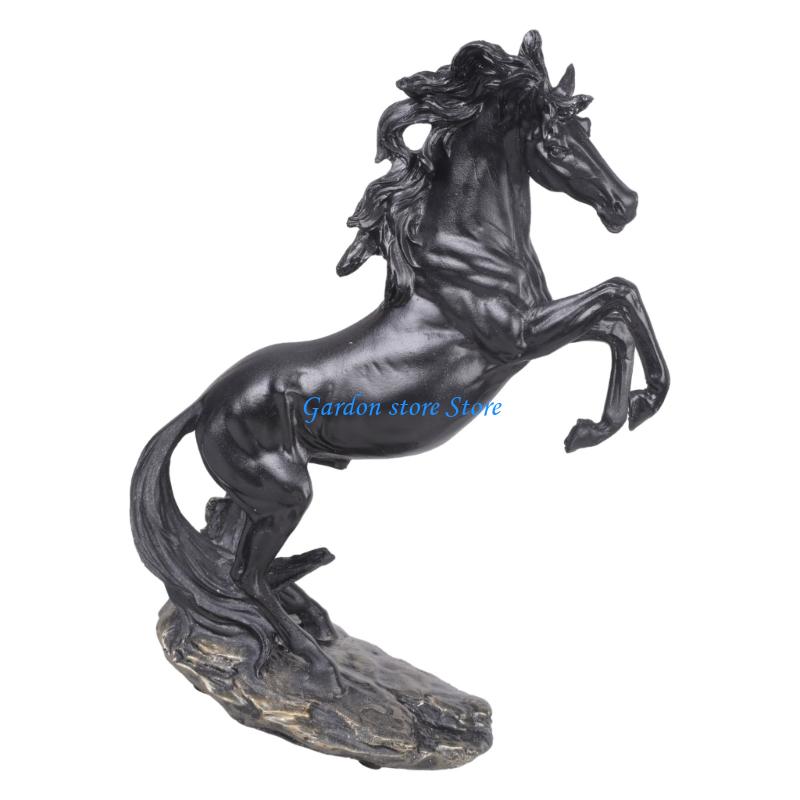 B0KB 12Inch Tall Standing Horse Statue Resins Sculpture Ornament for Interior Decoration Home Office Collectible Figurine