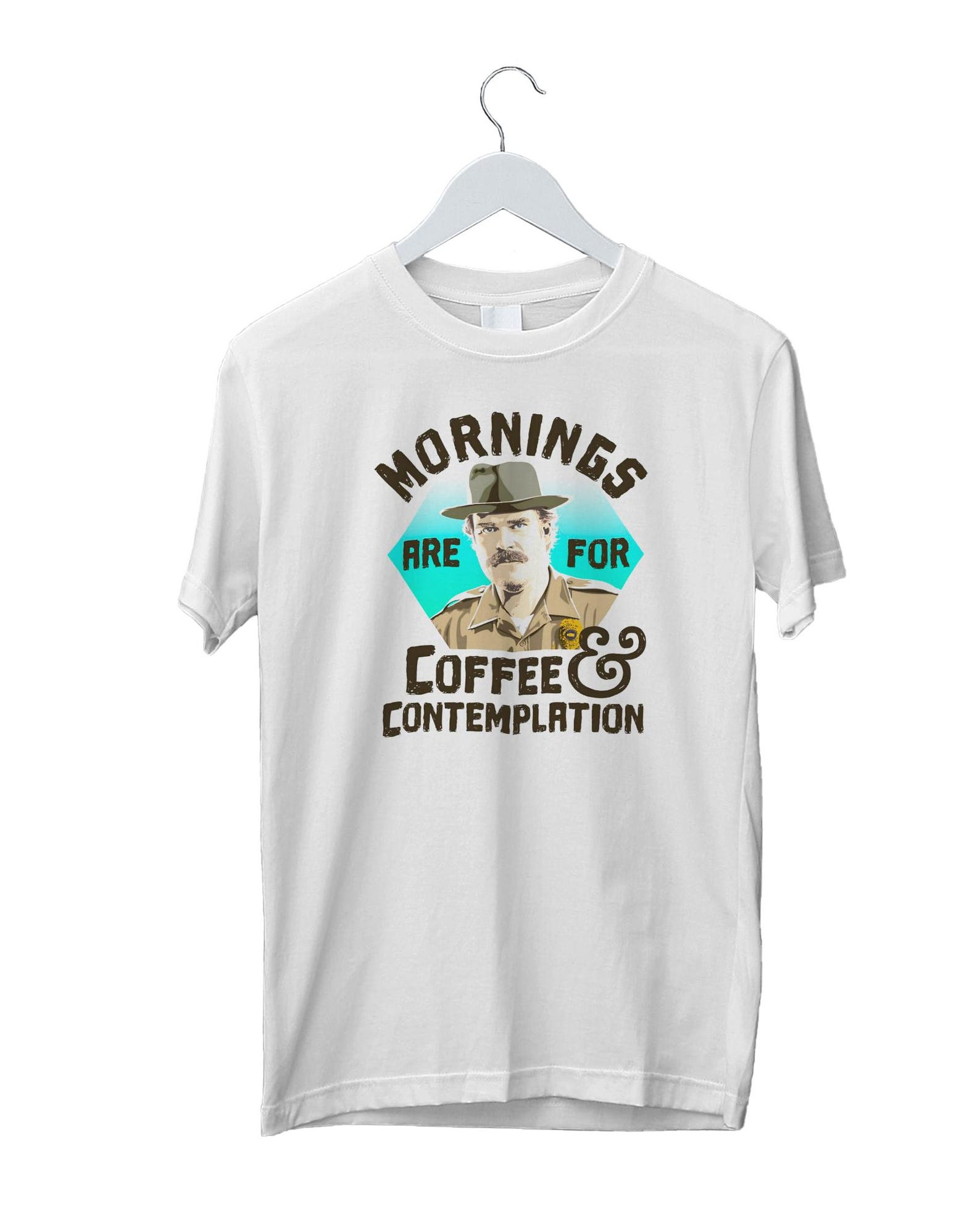 Hopper, Morning s are for Coffee and contemplation Unisex White T-shirt XL
