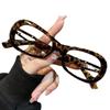 Unisex Leopard Print Blue Light Blocking Cat Eye Presbyopia Glasses with Thick Small Frames - European American Style.