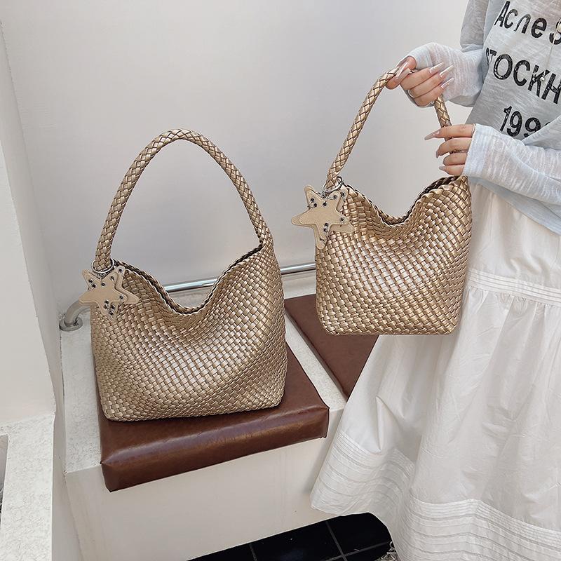 

Handwoven tote bag niche design large capacity underarm shoulder bag women go shopping portable shopping bag Small золотий