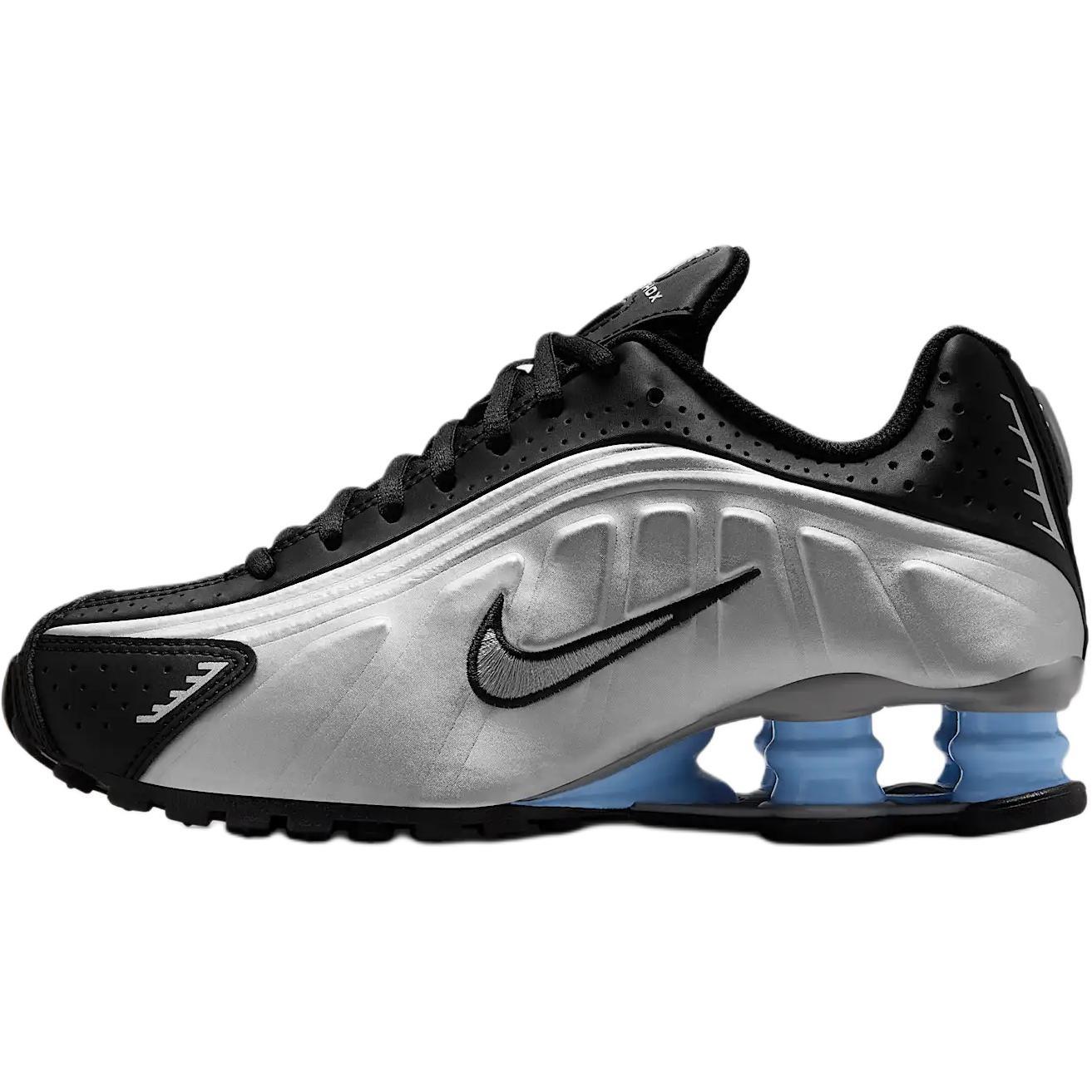 (GS) Nike Shox R4 Metallic Silver Black Psychic Blue Kids CW2626-004 EU 35.5