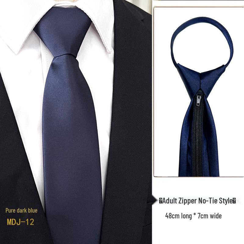 Men's 7cm Easy-Pull Zipper Tie, 1200-Needle Yarn-Dyed Polyester