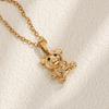 Cartoon Bear Pendant Necklace with Synthetic Zirconia - Student Gift
