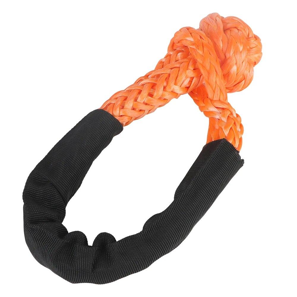 

Синтетическое волокно, мягкая скоба для эвакуации транспортного средства, внедорожные буксировочные тросы, тяговый трос для автомобильного прицепа с защитным рукавом, 38000 фунтов оранжевый